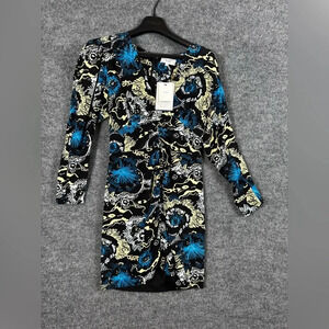 A.L.C. Roxy Silk Mini Dress - Long Sleeve, Ruching, Floral - US Size 6 - NWT
